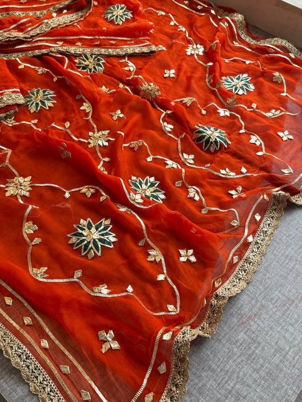Pure Chiffon Gota Patti Saree