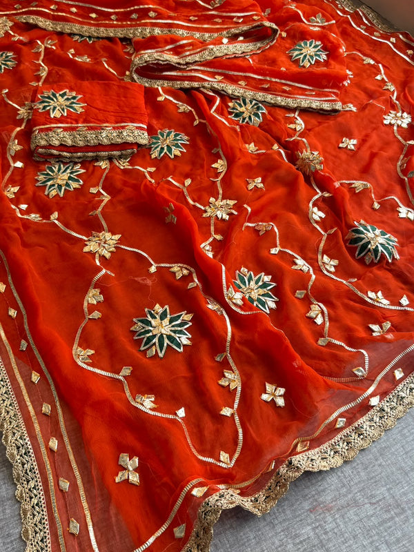 Pure Chiffon Gota Patti Saree