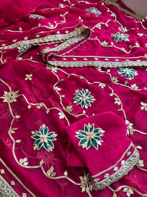 Pure Chiffon Gota Patti Saree