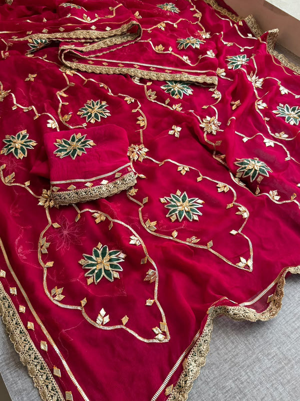 Pure Chiffon Gota Patti Saree