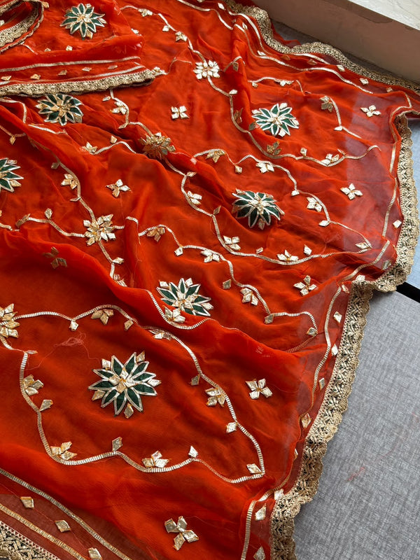 Pure Chiffon Gota Patti Saree