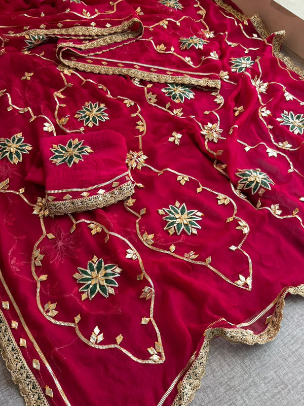 Pure Chiffon Gota Patti Saree