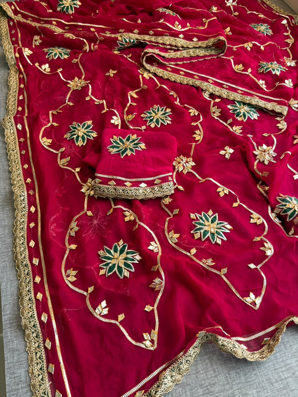 Pure Chiffon Gota Patti Saree
