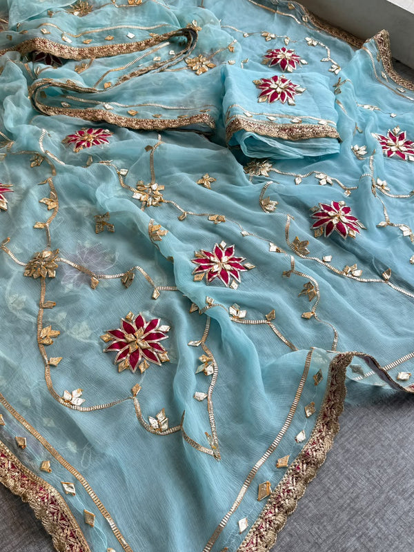 Pure Chiffon Gota Patti Saree