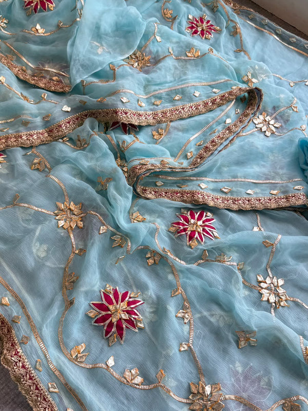 Pure Chiffon Gota Patti Saree