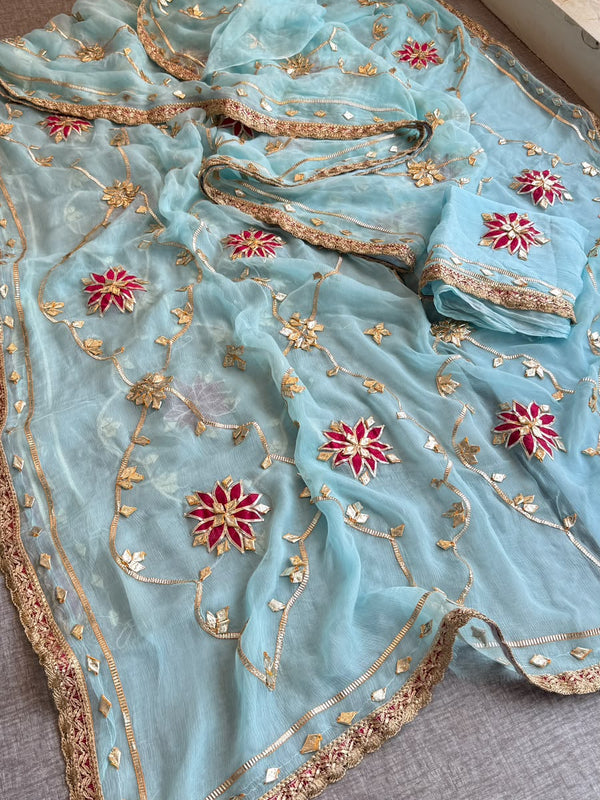 Pure Chiffon Gota Patti Saree