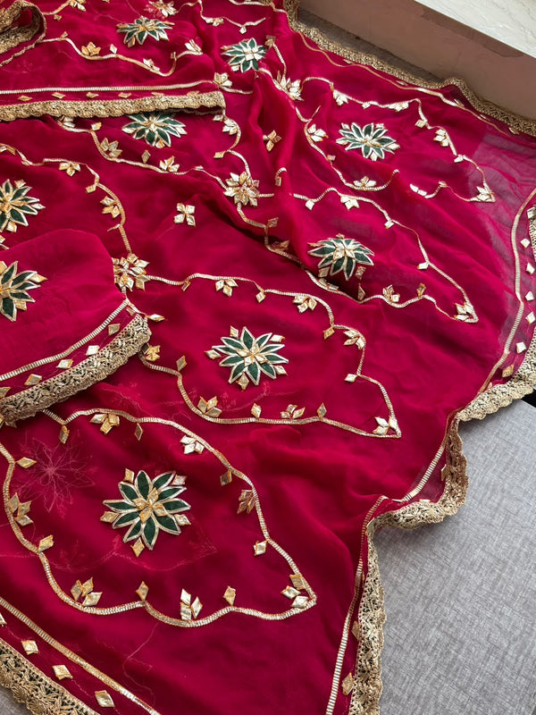 Pure Chiffon Gota Patti Saree
