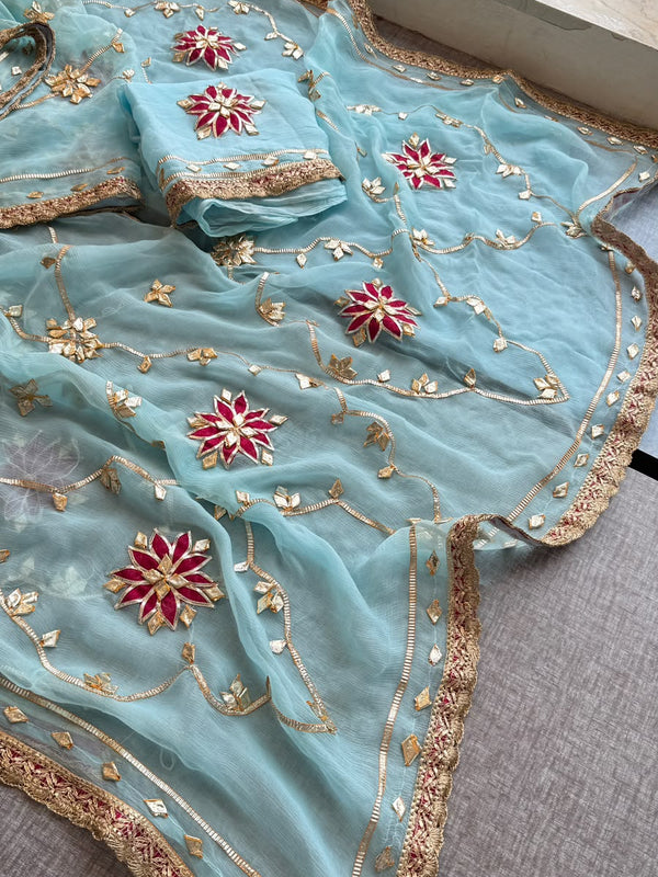 Pure Chiffon Gota Patti Saree