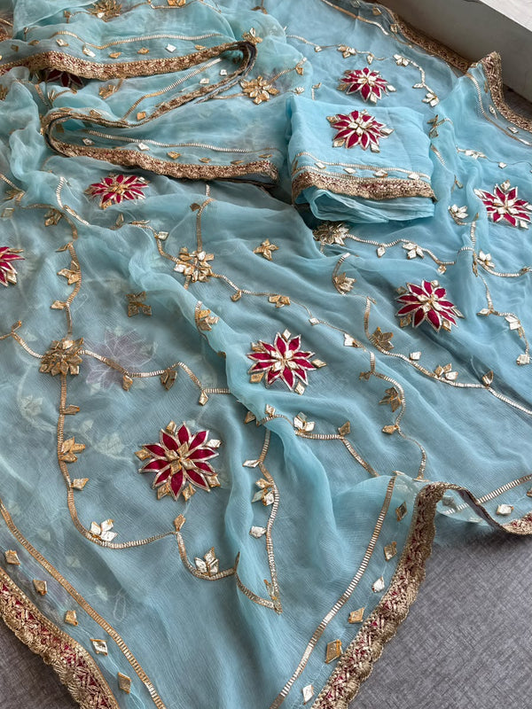 Pure Chiffon Gota Patti Saree