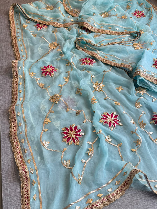 Pure Chiffon Gota Patti Saree