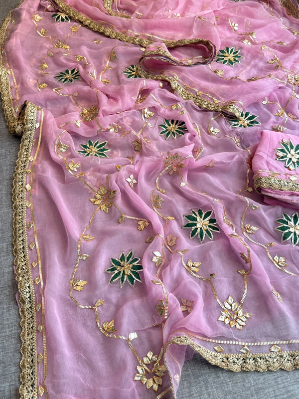 Pure Chiffon Gota Patti Saree