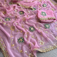 Pure Chiffon Gota Patti Saree