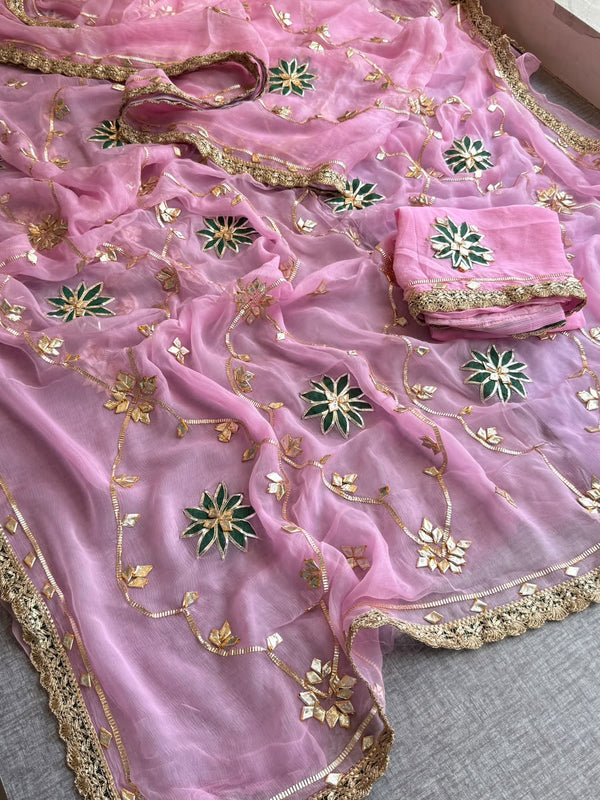 Pure Chiffon Gota Patti Saree