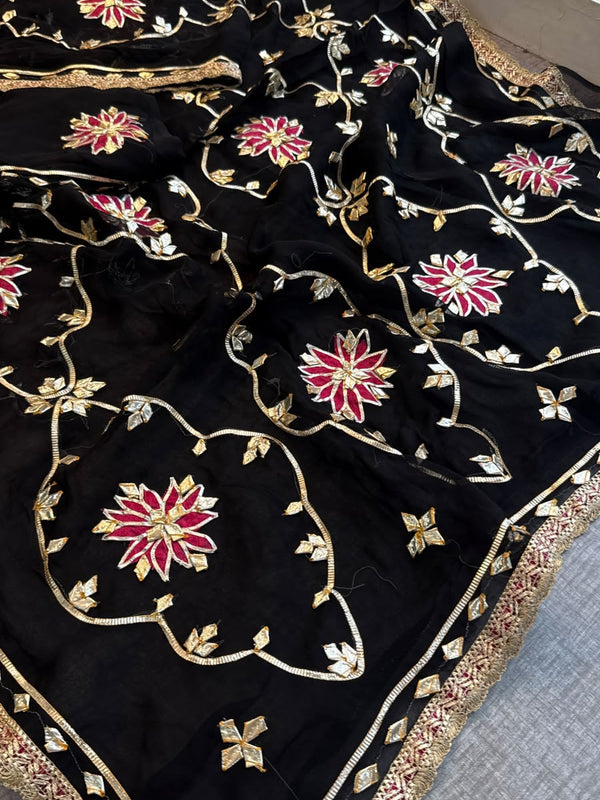Pure Chiffon Gota Patti Saree