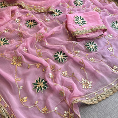 Pure Chiffon Gota Patti Saree