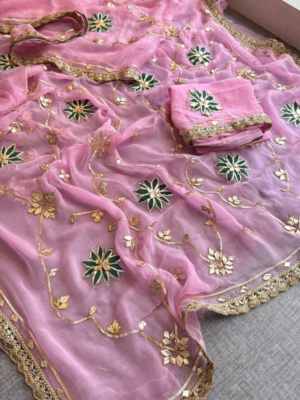 Pure Chiffon Gota Patti Saree