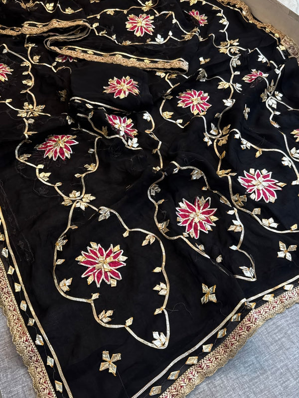 Pure Chiffon Gota Patti Saree