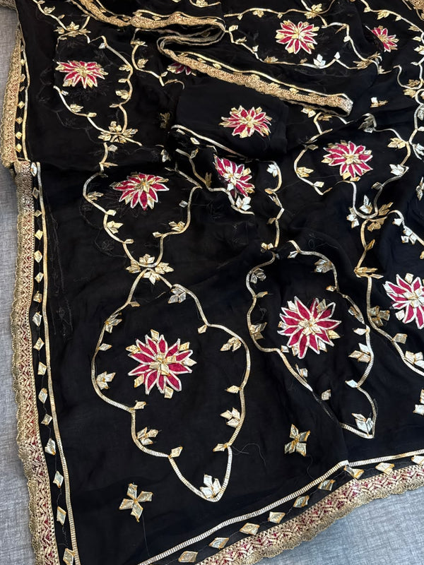 Pure Chiffon Gota Patti Saree
