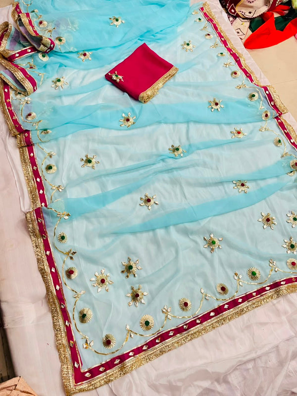 Flower Gota Patti Saree