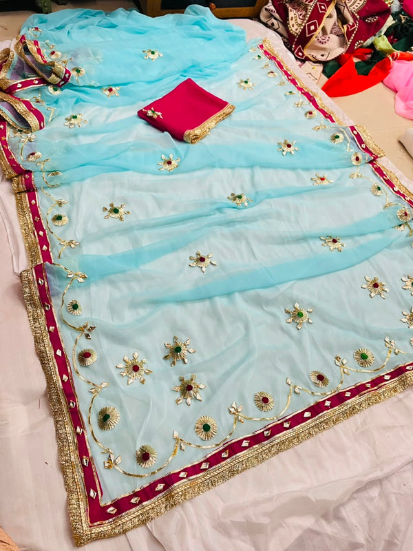 Flower Gota Patti Saree
