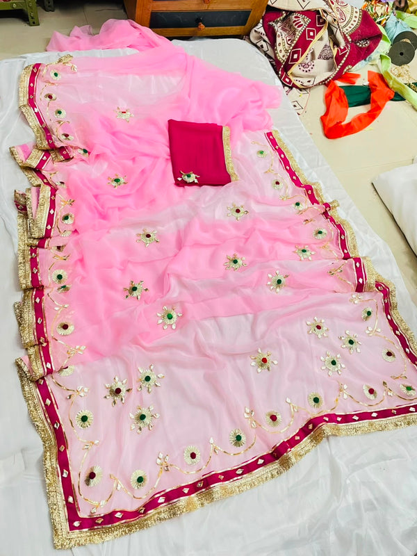 Flower Gota Patti Saree