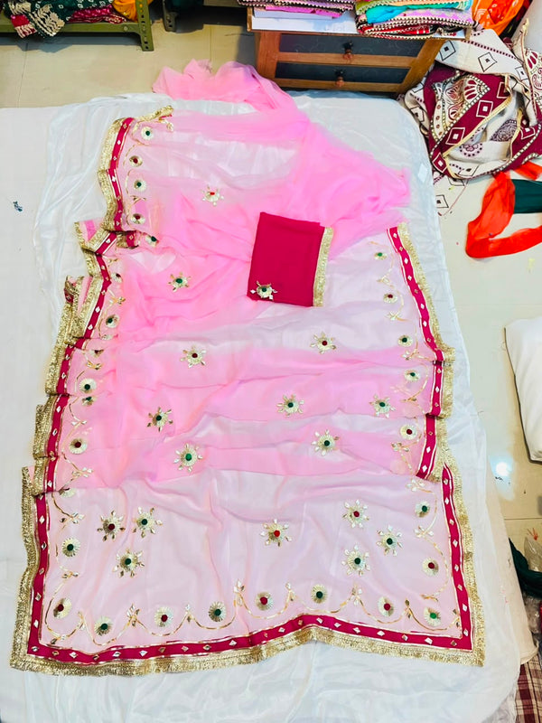 Flower Gota Patti Saree