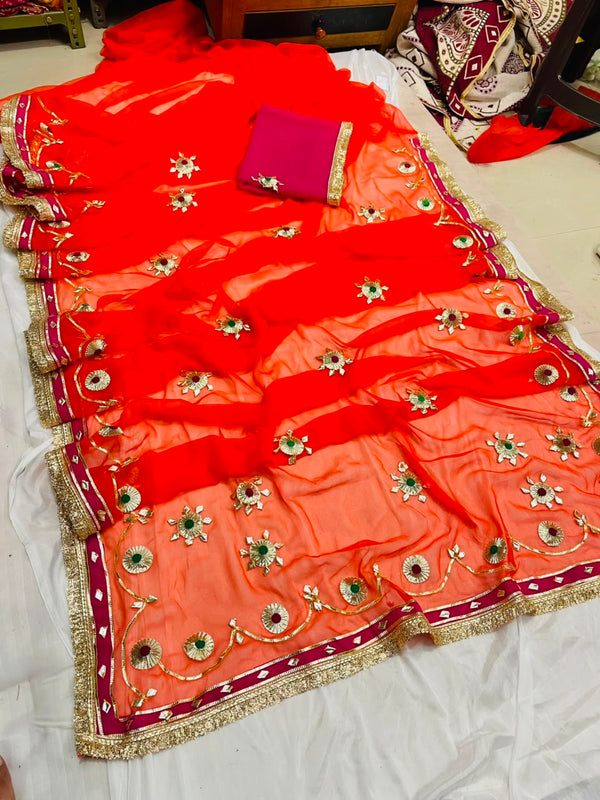 Flower Gota Patti Saree