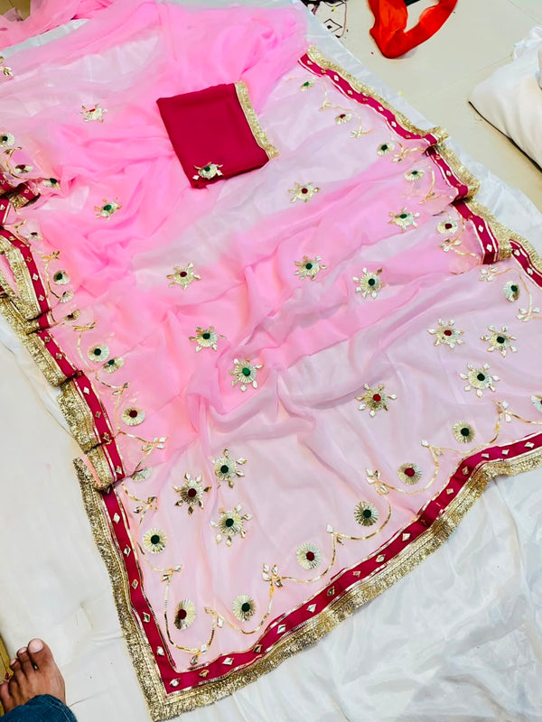 Flower Gota Patti Saree