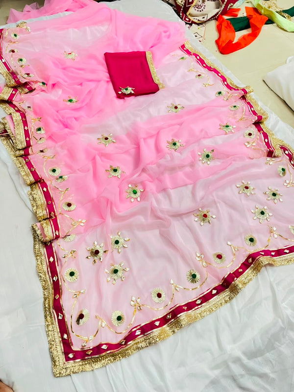 Flower Gota Patti Saree