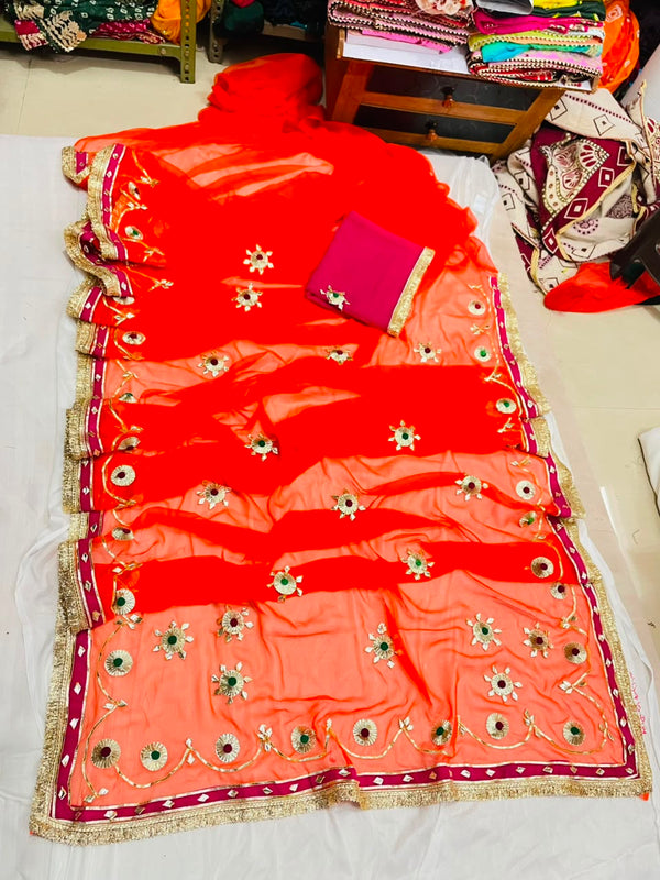 Flower Gota Patti Saree