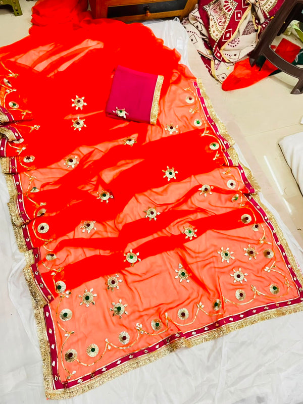 Flower Gota Patti Saree