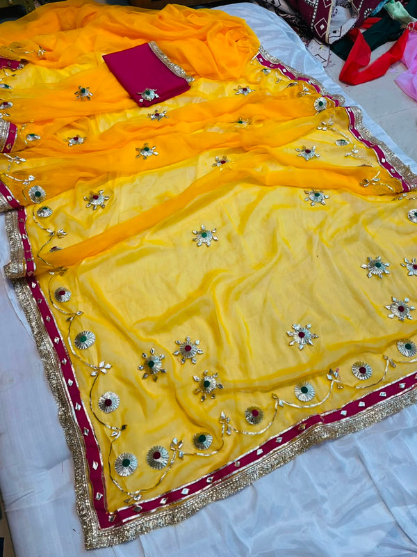 Flower Gota Patti Saree