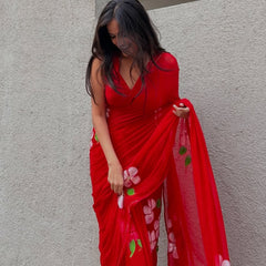 Brush Print Saree