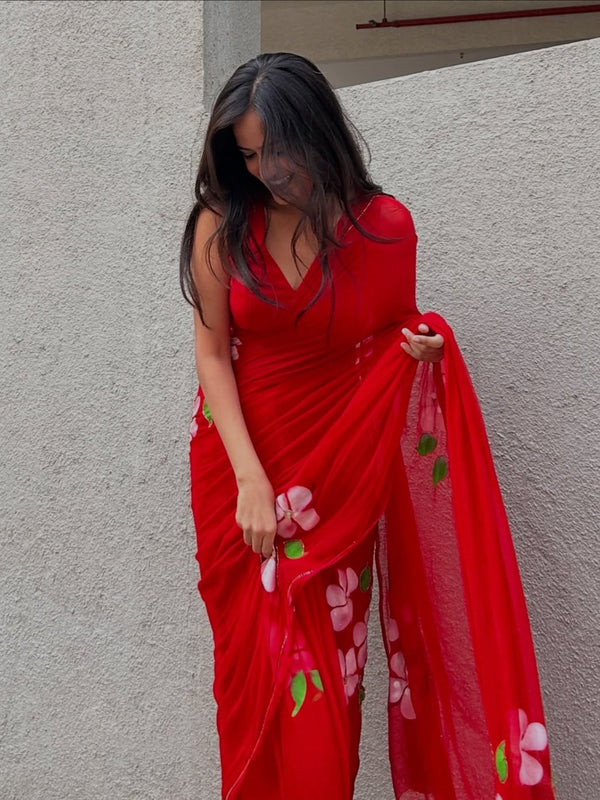 Brush Print Saree