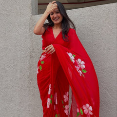 Brush Print Saree