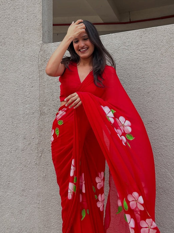 Brush Print Saree