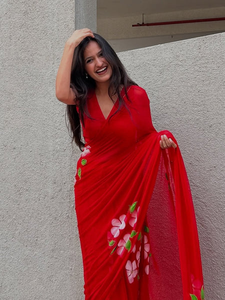 Brush Print Saree