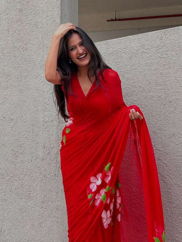 Brush Print Saree