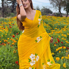 Brush Print Saree