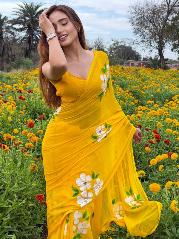 Brush Print Saree