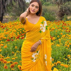 Brush Print Saree