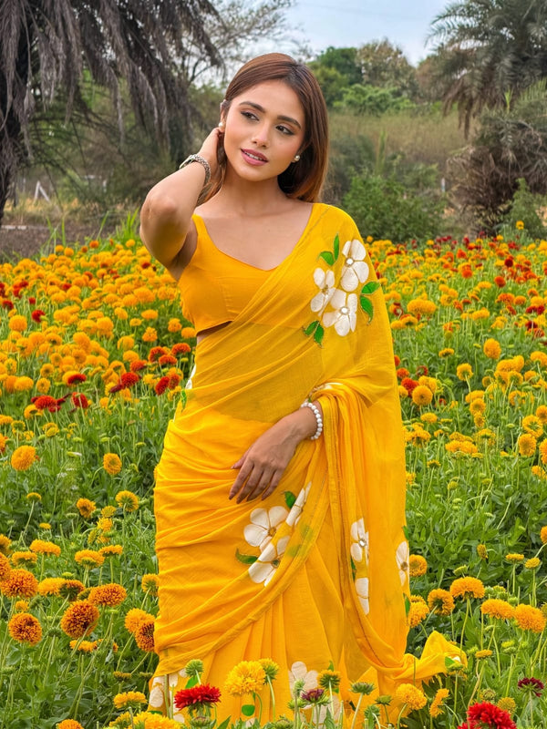 Brush Print Saree