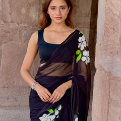 Brush Print Saree