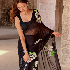 Brush Print Saree
