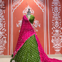 Chinon Silk Bandhej Lehenga