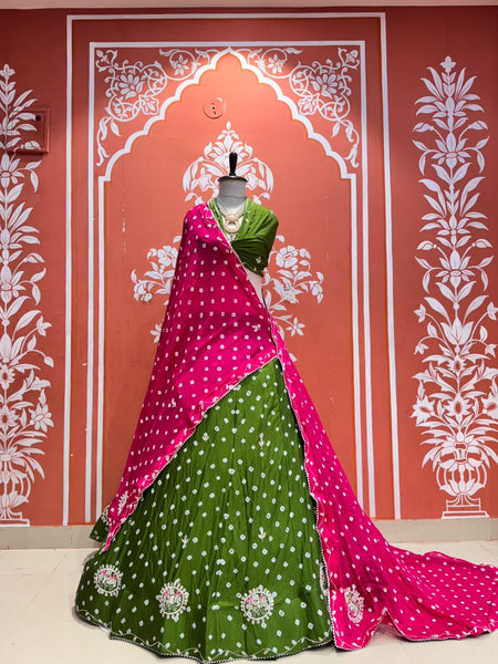 Chinon Silk Bandhej Lehenga