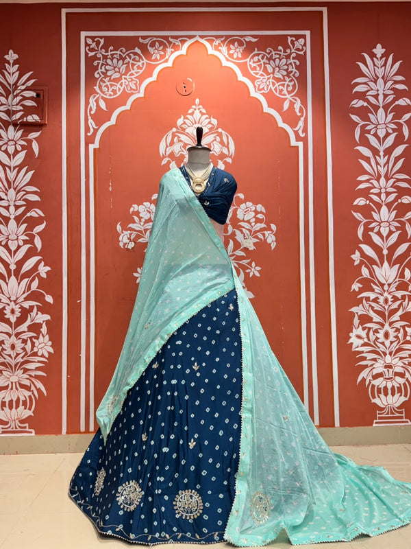 Chinon Silk Bandhej Lehenga