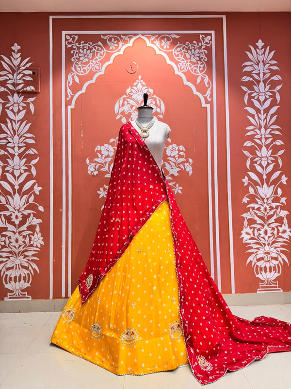 Chinon Silk Bandhej Lehenga