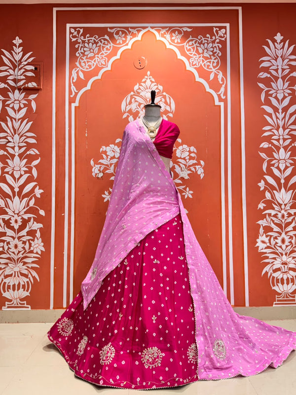 Chinon Silk Bandhej Lehenga