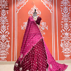 Chinon Silk Bandhej Lehenga